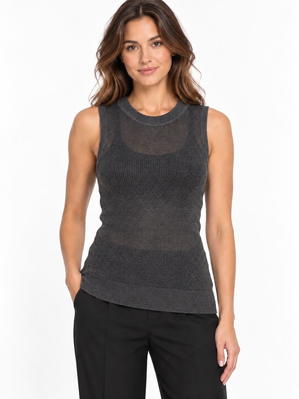 Calvin Klein Jeans Sheer Sleeveless Knit Top | Size Small | NWT